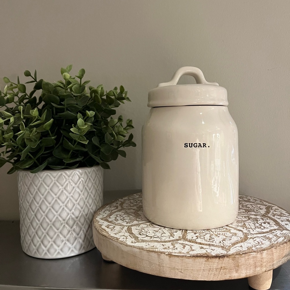 BNWT Rae Dunn Sugar Canister, typed lettering